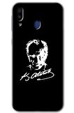 Galaxy M10 Kılıf HD Desen Baskılı Arka Kapak - Atatürk Silüet İmza 
