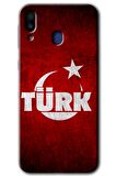 Galaxy M10 Kılıf HD Desen Baskılı Arka Kapak - Ayyıldız Türk 