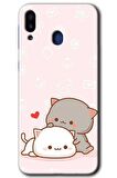 Galaxy M10s Kılıf HD Desen Baskılı Arka Kapak - Kedi Aşkı 