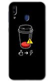 Galaxy M10s Kılıf HD Desen Baskılı Arka Kapak - Coffee Battery 