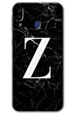 Galaxy M10s Kılıf HD Desen Baskılı Arka Kapak - Siyah Mermer Desenli Z Harfi 