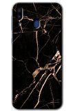 Galaxy M20 Kılıf HD Desen Baskılı Arka Kapak - Siyah Gold Mermer 