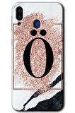 Galaxy M20 Kılıf HD Desen Baskılı Arka Kapak - Pembe Mermer Desenli Ö Harfi 