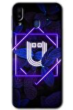 Galaxy M20 Kılıf HD Desen Baskılı Arka Kapak - Dark Neon Yaprak Ü Harfi 