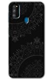 Galaxy M21 Kılıf HD Desen Baskılı Arka Kapak - Siyah Mandala 