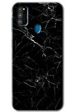 Galaxy M21 Kılıf HD Desen Baskılı Arka Kapak - Siyah Mermer 