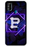 Galaxy M21 Kılıf HD Desen Baskılı Arka Kapak - Dark Neon Yaprak B Harfi 