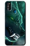 Galaxy M30s Kılıf HD Desen Baskılı Arka Kapak - Yeşil Kurt 