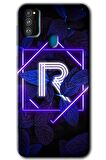 Galaxy M30s Kılıf HD Desen Baskılı Arka Kapak - Dark Neon Yaprak R Harfi 