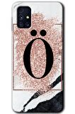 Galaxy M31s Kılıf HD Desen Baskılı Arka Kapak - Pembe Mermer Desenli Ö Harfi 