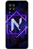 Galaxy M32 Kılıf HD Desen Baskılı Arka Kapak - Dark Neon Yaprak N Harfi 