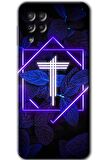 Galaxy M32 Kılıf HD Desen Baskılı Arka Kapak - Dark Neon Yaprak T Harfi 