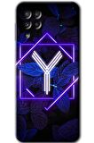 Galaxy M32 Kılıf HD Desen Baskılı Arka Kapak - Dark Neon Yaprak Y Harfi 