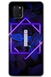 Galaxy Note 10 Lite Kılıf HD Desen Baskılı Arka Kapak - Dark Neon Yaprak İ Harfi 