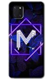 Galaxy Note 10 Lite Kılıf HD Desen Baskılı Arka Kapak - Dark Neon Yaprak M Harfi 