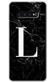 Galaxy S10 Kılıf HD Desen Baskılı Arka Kapak - Siyah Mermer Desenli L Harfi 