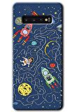 Galaxy S10 Kılıf HD Desen Baskılı Arka Kapak - Kedi Galaksi 