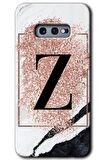 Galaxy S10e Kılıf HD Desen Baskılı Arka Kapak - Pembe Mermer Desenli Z Harfi 