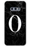 Galaxy S10e Kılıf HD Desen Baskılı Arka Kapak - Siyah Mermer Desenli O Harfi 