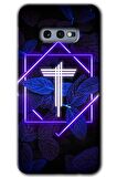 Galaxy S10e Kılıf HD Desen Baskılı Arka Kapak - Dark Neon Yaprak T Harfi 