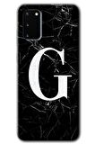 Galaxy S20 Kılıf HD Desen Baskılı Arka Kapak - Siyah Mermer Desenli G Harfi 