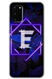Galaxy S20 Kılıf HD Desen Baskılı Arka Kapak - Dark Neon Yaprak E Harfi 