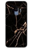 Galaxy S9 Kılıf HD Desen Baskılı Arka Kapak - Siyah Gold Mermer 