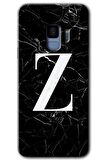 Galaxy S9 Kılıf HD Desen Baskılı Arka Kapak - Siyah Mermer Desenli Z Harfi 