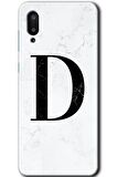 Galaxy A02 Kılıf HD Desen Baskılı Arka Kapak - Beyaz Mermer Desenli D Harfi 