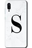 Galaxy A02 Kılıf HD Desen Baskılı Arka Kapak - Beyaz Mermer Desenli S Harfi 