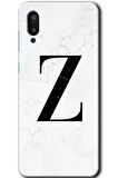 Galaxy A02 Kılıf HD Desen Baskılı Arka Kapak - Beyaz Mermer Desenli Z Harfi 