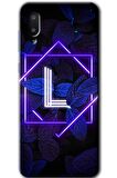 Galaxy A02 Kılıf HD Desen Baskılı Arka Kapak - Dark Neon Yaprak L Harfi 