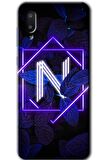 Galaxy A02 Kılıf HD Desen Baskılı Arka Kapak - Dark Neon Yaprak N Harfi 
