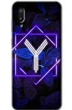 Galaxy A02 Kılıf HD Desen Baskılı Arka Kapak - Dark Neon Yaprak Y Harfi 
