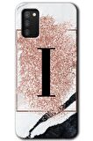 Galaxy A02s Kılıf HD Desen Baskılı Arka Kapak - Pembe Mermer Desenli I Harfi 