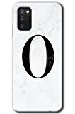 Galaxy A02s Kılıf HD Desen Baskılı Arka Kapak - Beyaz Mermer Desenli O Harfi 