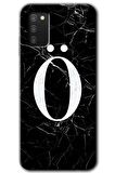 Galaxy A02s Kılıf HD Desen Baskılı Arka Kapak - Siyah Mermer Desenli Ö Harfi 