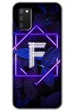 Galaxy A02s Kılıf HD Desen Baskılı Arka Kapak - Dark Neon Yaprak F Harfi 