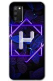 Galaxy A02s Kılıf HD Desen Baskılı Arka Kapak - Dark Neon Yaprak H Harfi 