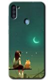 Galaxy A11 Kılıf HD Desen Baskılı Arka Kapak - Kedili Kız 