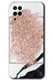 Galaxy A12 Kılıf HD Desen Baskılı Arka Kapak - Simli Mermer 