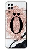 Galaxy A12 Kılıf HD Desen Baskılı Arka Kapak - Pembe Mermer Desenli Ö Harfi 