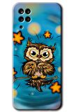 Galaxy A12 Kılıf HD Desen Baskılı Arka Kapak - Owl Bird Stars 