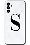 Galaxy A13 5G Kılıf HD Desen Baskılı Arka Kapak - Beyaz Mermer Desenli S Harfi 