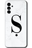 Galaxy A13 5G Kılıf HD Desen Baskılı Arka Kapak - Beyaz Mermer Desenli Ş Harfi 