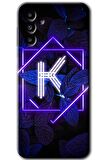 Galaxy A13 5G Kılıf HD Desen Baskılı Arka Kapak - Dark Neon Yaprak K Harfi 