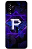 Galaxy A13 5G Kılıf HD Desen Baskılı Arka Kapak - Dark Neon Yaprak P Harfi 