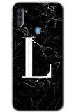 Galaxy M11 Kılıf HD Desen Baskılı Arka Kapak - Siyah Mermer Desenli L Harfi 