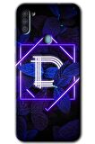 Galaxy M11 Kılıf HD Desen Baskılı Arka Kapak - Dark Neon Yaprak D Harfi 