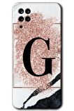 Galaxy M12 Kılıf HD Desen Baskılı Arka Kapak - Pembe Mermer Desenli G Harfi 